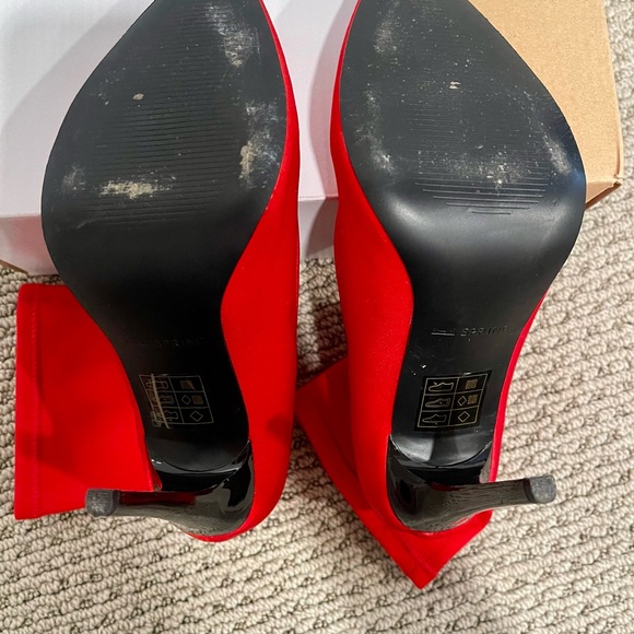 Red stretchy nylon calf boot - Picture 6 of 7